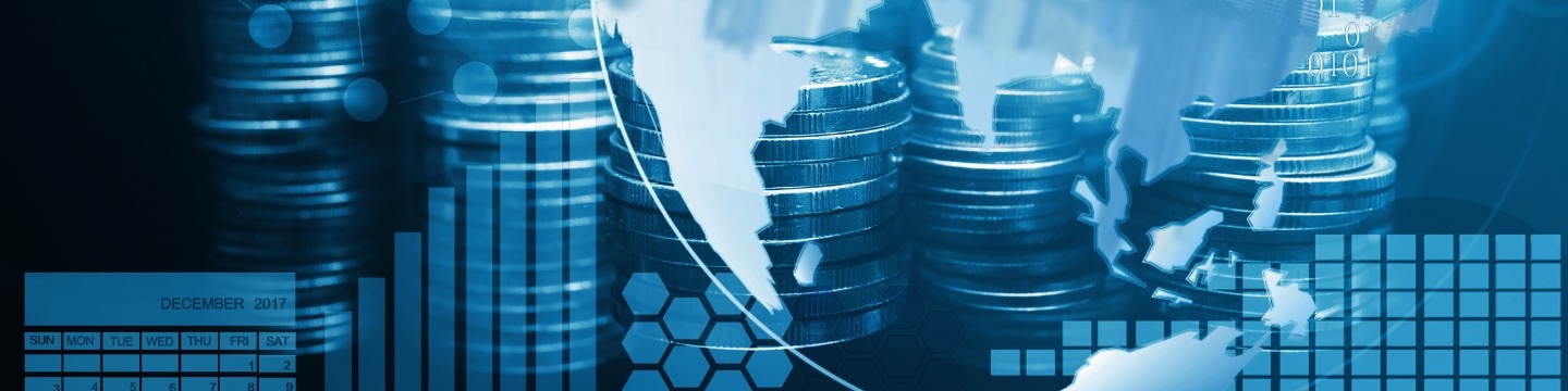 Grafici finanziari con sfondo blu e azzurro