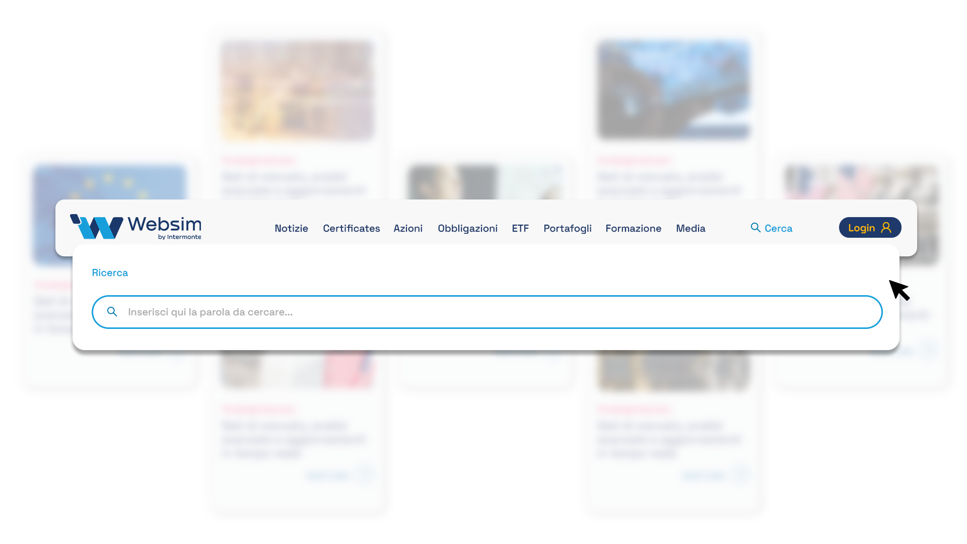 Barra di ricerca e nuove card