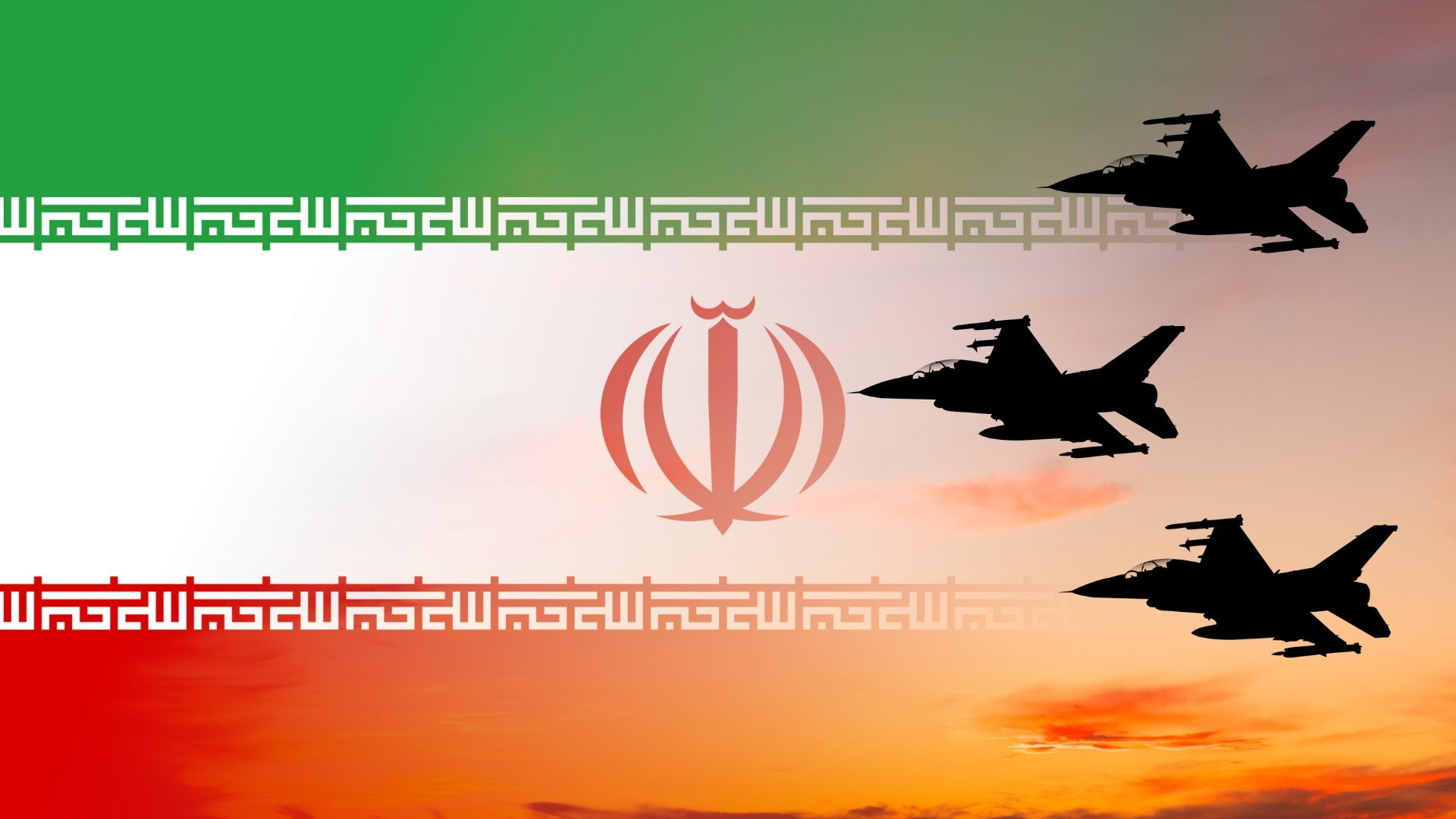 Bandiera Iran con aerei militari