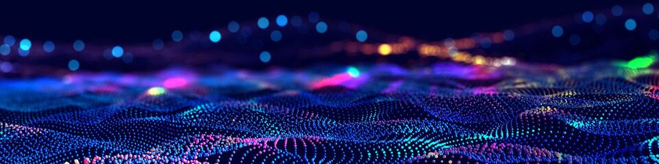Fasci luminosi intrecciati, a rappresentare reti e tecnologia.