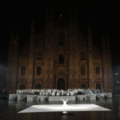 Moncler – Performance 70° anniversario Milano Fashion Week Primavera/Estate 2023 Milano, 24 settembre 2022. Vista generale della performance per il 70° anniversario di Moncler alla Milano Fashion Week Donna.