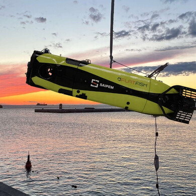 Sistema subacqueo Flatfish di Saipem, progettato per lavori sottomarini complessi.