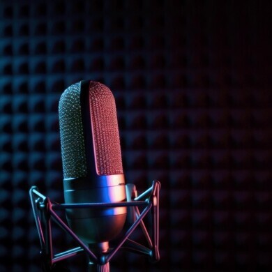 Microfono all'interno di una sala di registrazione