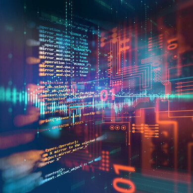 Porzione di codice software su schermo