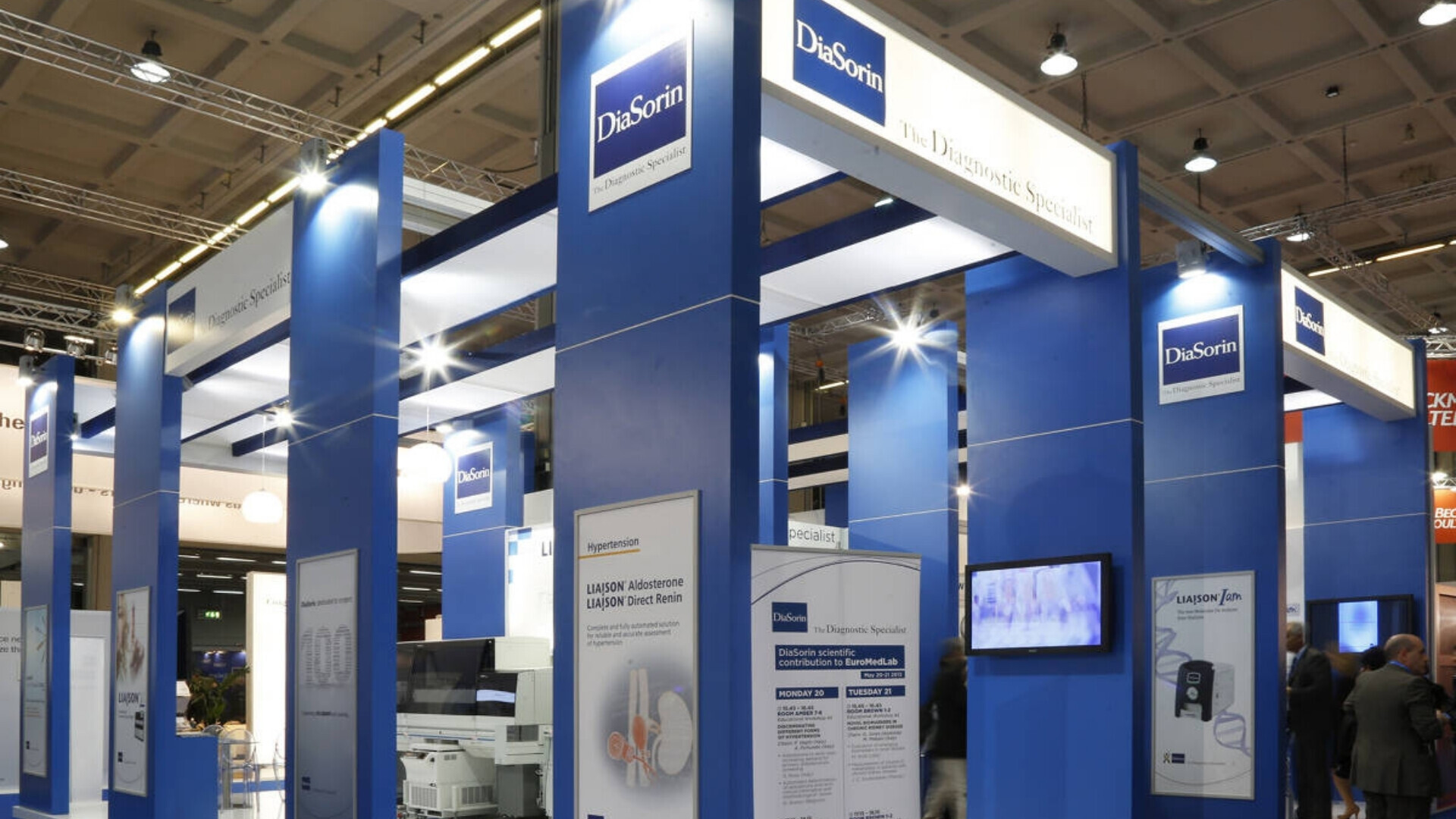 Stand DiaSorin allestito per eventi o fiere con materiale informativo.