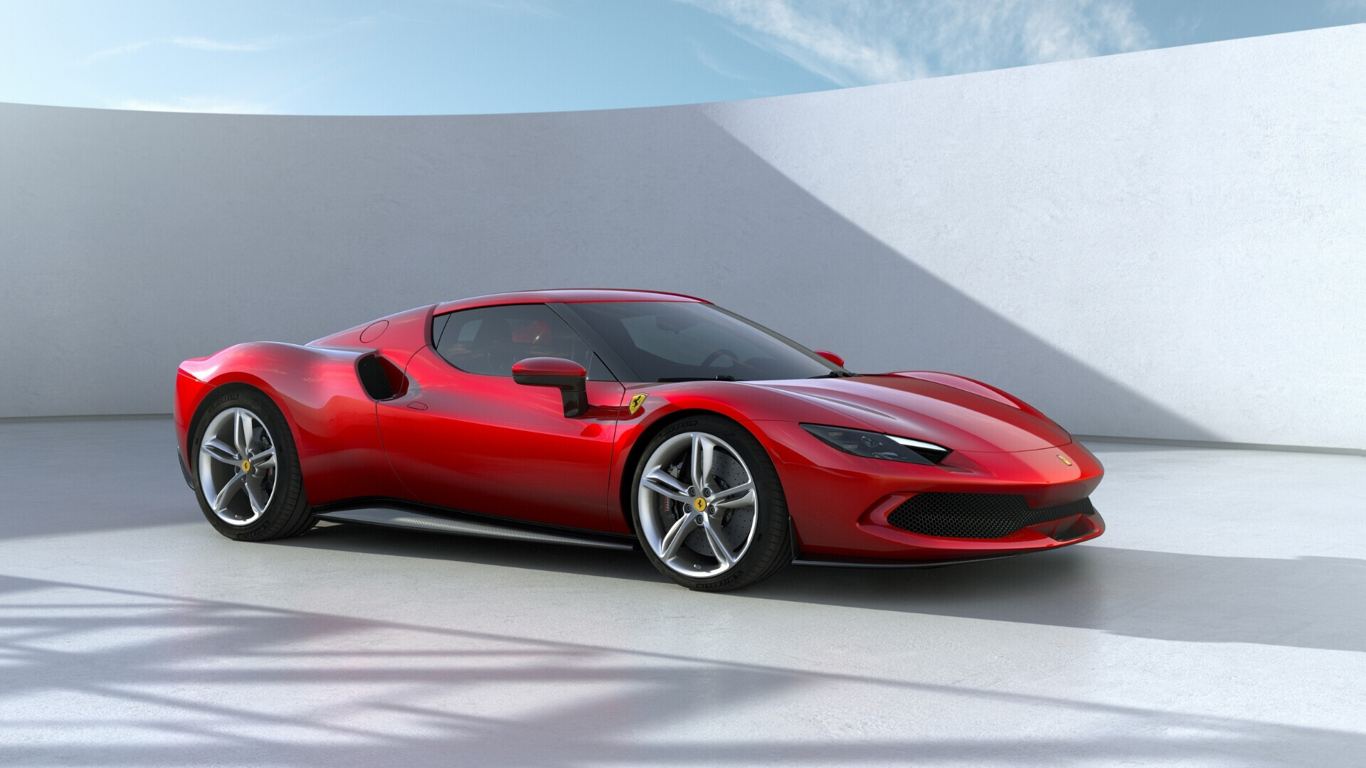296 GTB Ferrari Vista laterale di una Ferrari 296 GTB rossa
