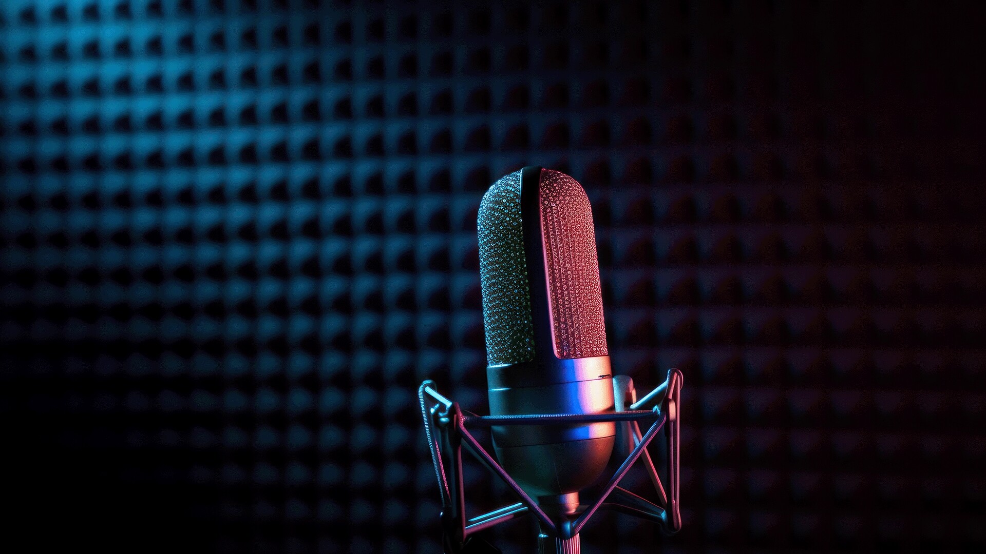 Microfono all'interno di una sala di registrazione