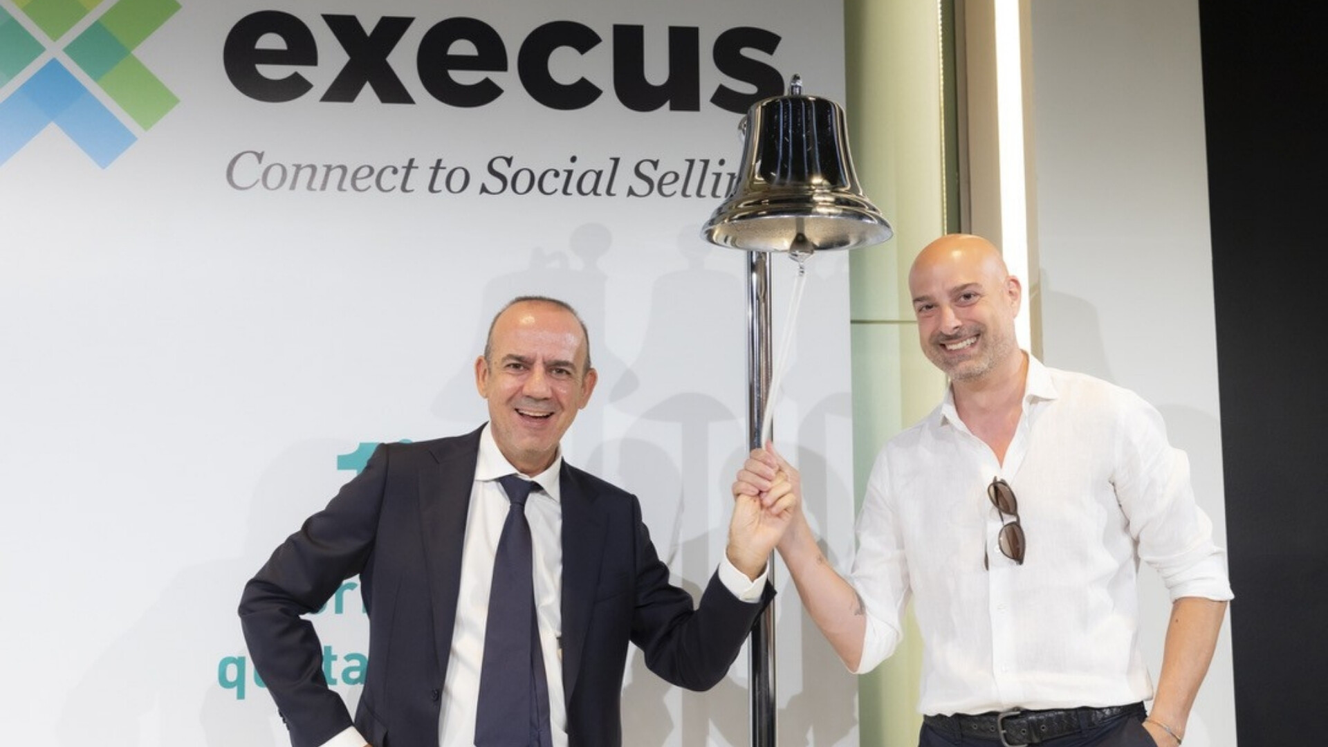 Ritratto dei manager di Execus nel giorno della prima quotazione in Borsa Italiana.