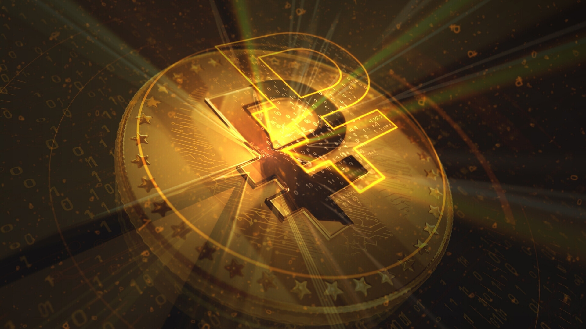 Cripto Rublo RUB, moneta d’oro 3D Criptovaluta Rublo Digitale (RUB) rappresentata come moneta d’oro su sfondo verde. Illustrazione 3D concettuale astratta.