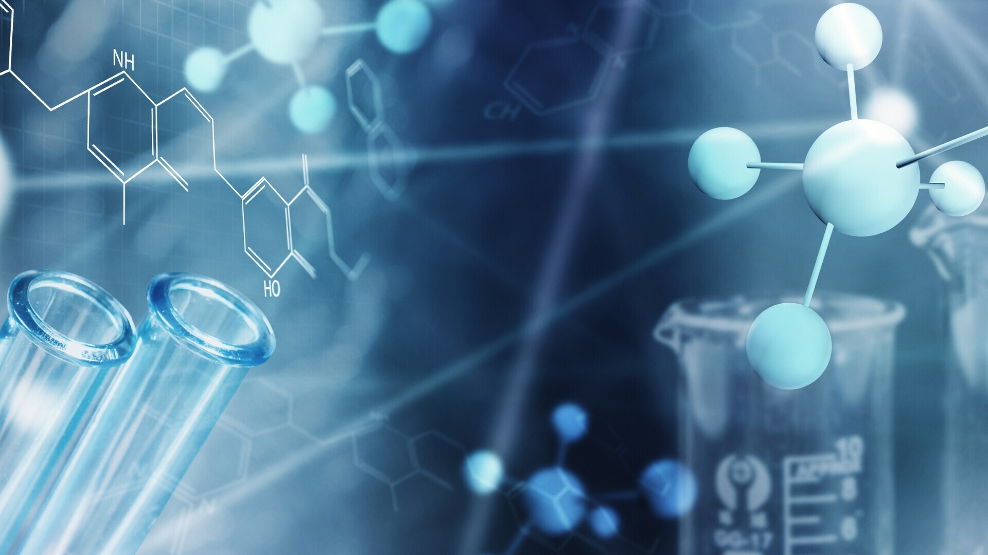 Grafica che combina simboli chimici e farmaceutici per rappresentare l’industria del settore
