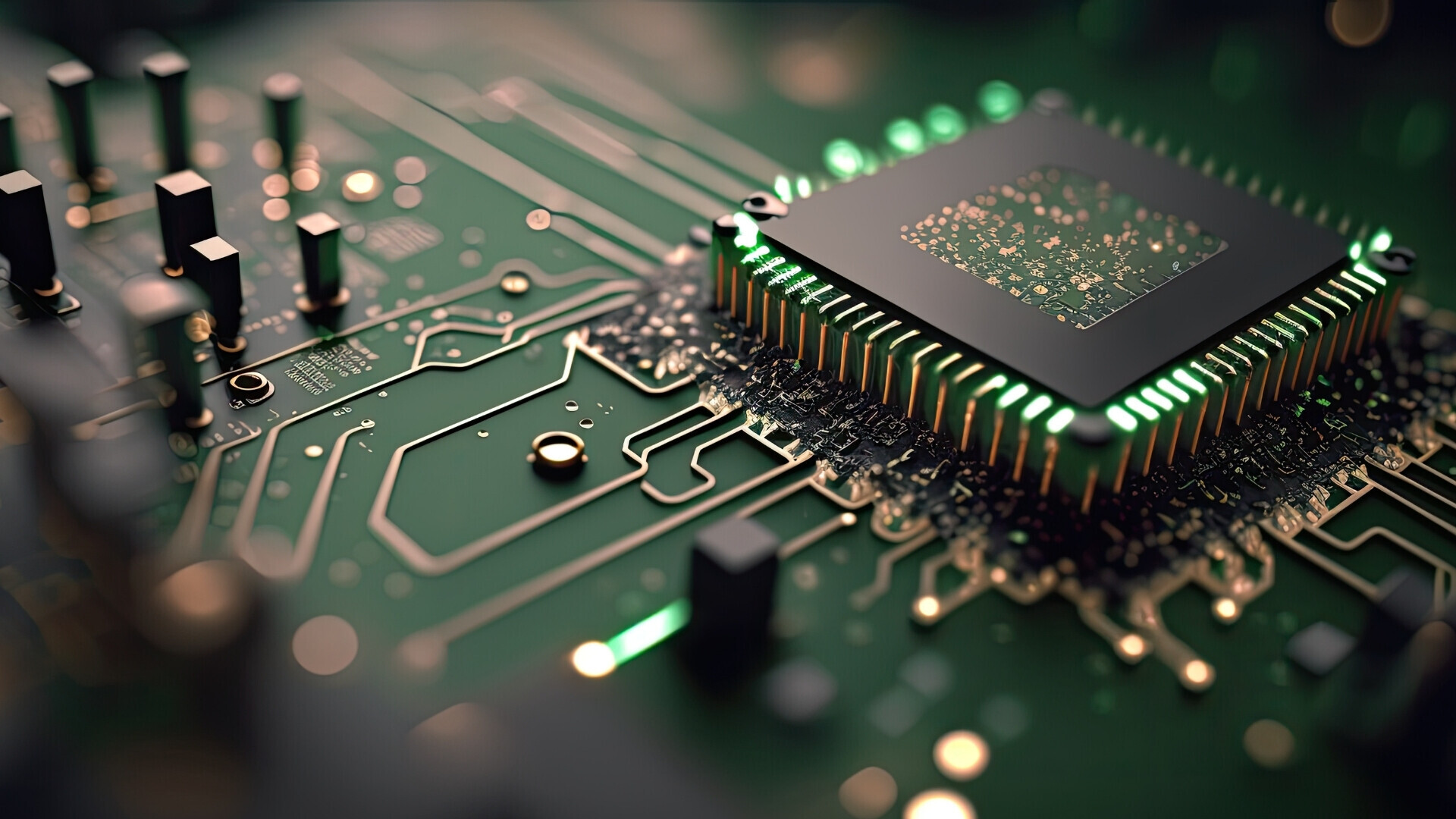 Dettaglio dei collegamenti interni di un chip elettronico