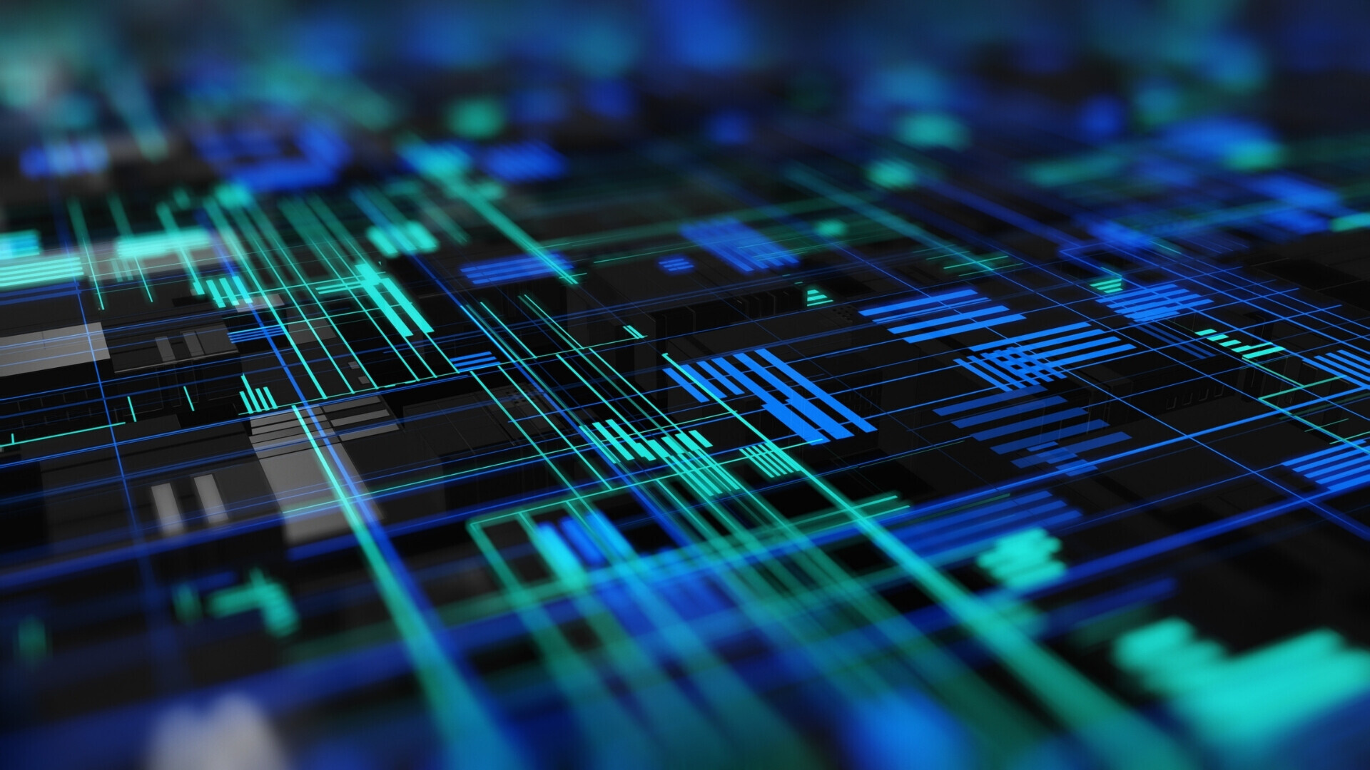 Linee di luce in movimento su sfondo scuro, simbolo di dati e reti.