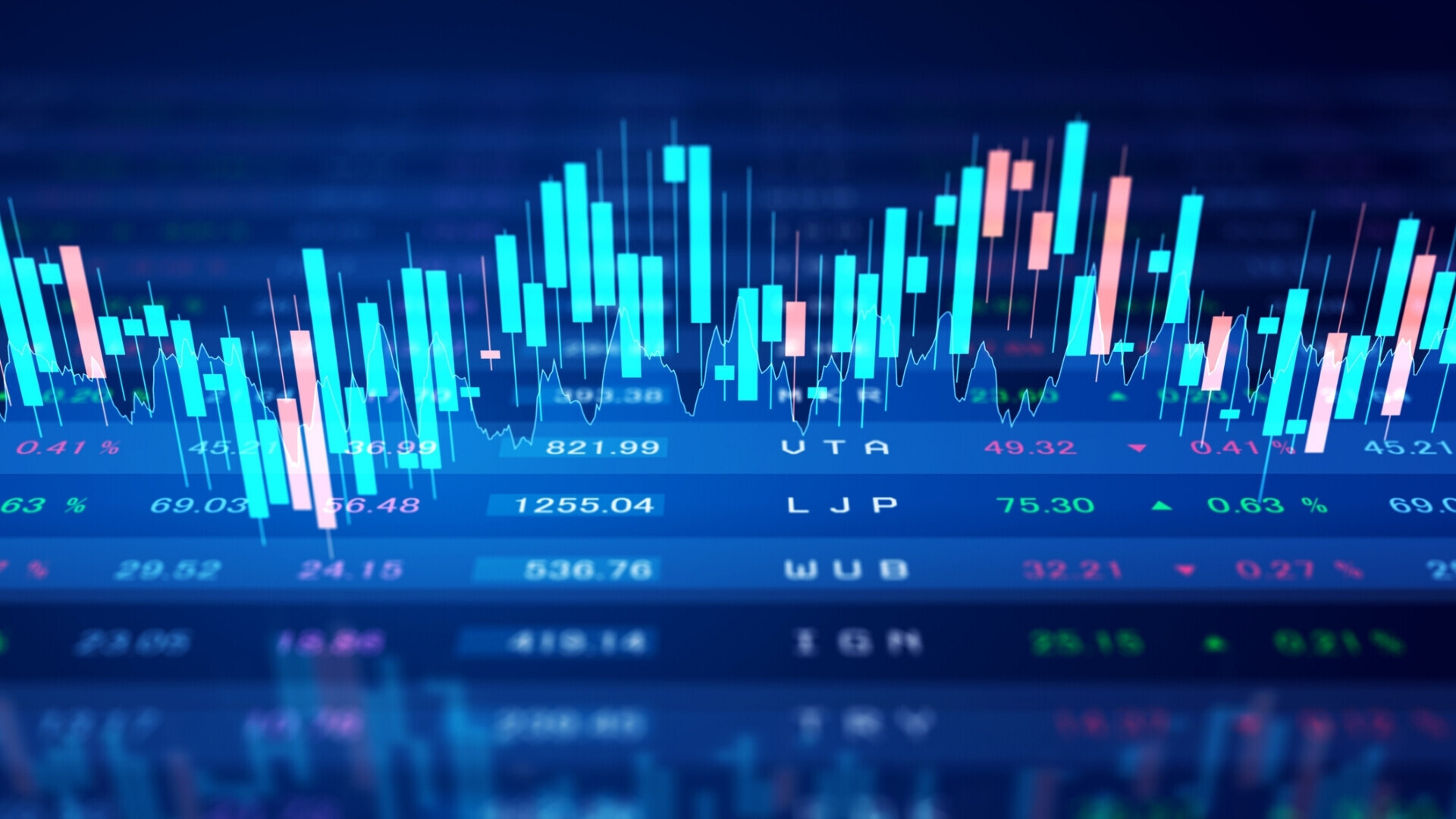 Grafico dei prezzi azionari su un tabellone di trading.